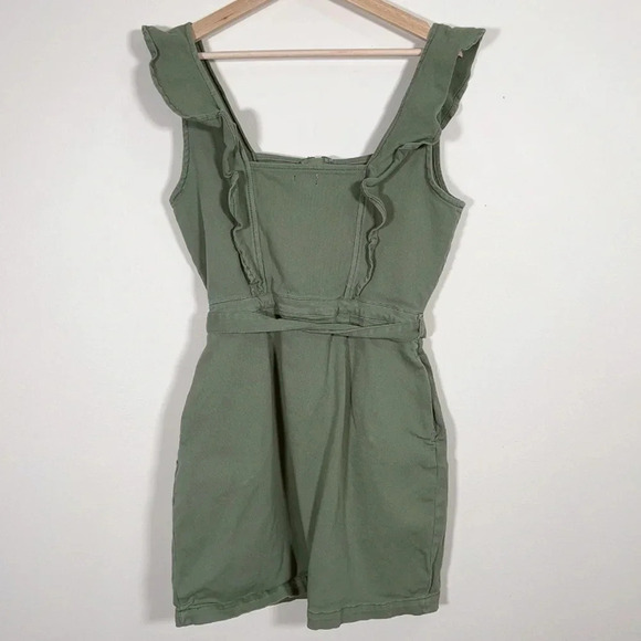 LOVE FIRE | RUFFLE OLIVE DENIM ZIP UP DRESS - Picture 11 of 11